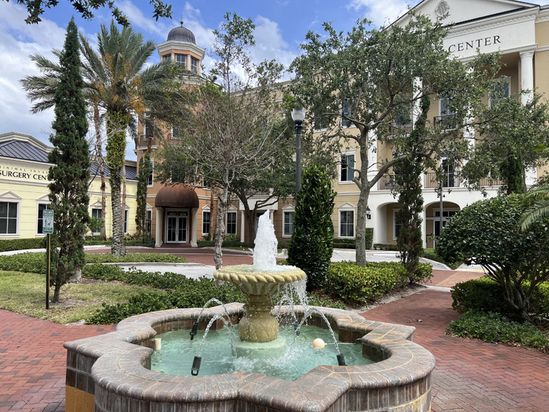 Stone fountain in plaza